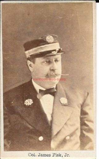 Col.  James Fisk,  Jr.  Cdv Civil War Uniform Diamond/jubilee/big Jim Robber Baron