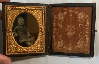 Antique Civil War Era Tintype Photograph Young Girl With name In Case 4