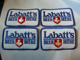 4) Labatt Beer Biere Sewn On Iron - On Vintage Patch 4 " X 2 - 1/2 " Blue Canada Rare