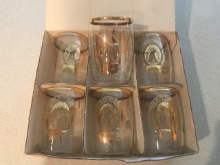 Vintage Set Of 6 Gold Printed Coors Barrel Tasting Glasses