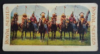 Native American Sioux Indian Warriors Antique Real Photo Stereoview Card