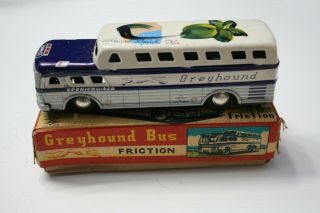 Vintage Daiya Japan Tin Greyhound Express Scenicruiser Toy Bus Friction Bus 2