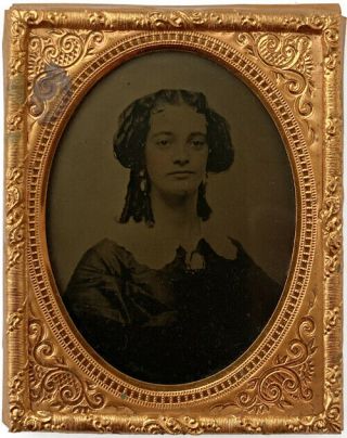 Pretty Civil War Era Lady 1/9 Plate Ambro Hazelton 