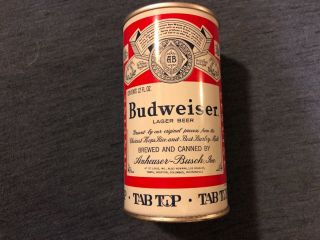 Budweiser Lager Tab Top Steel 12oz Can Empty