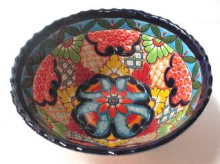Mexican Puebla Talavera Pottery Ceramic Serving Salad Fruit Bowl Dish 10 "