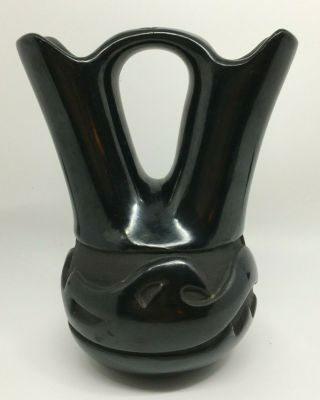 Santa Clara Pueblo Wedding Vase Carved Black Vintage Buy It Now