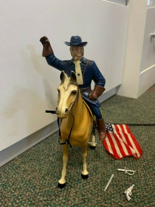 Vintage Hartland Plastics,  Inc.  General George Custer Figure With Horse And Flag