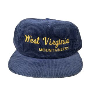 Vintage 90s West Virginia Mountaineers Corduroy Snapback Hat Script Spellout