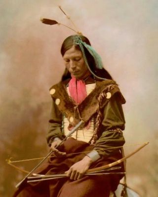 Chief Bone Necklace Oglala Lakota Sioux 1899 8x10 " Hand Color Tinted Photograph
