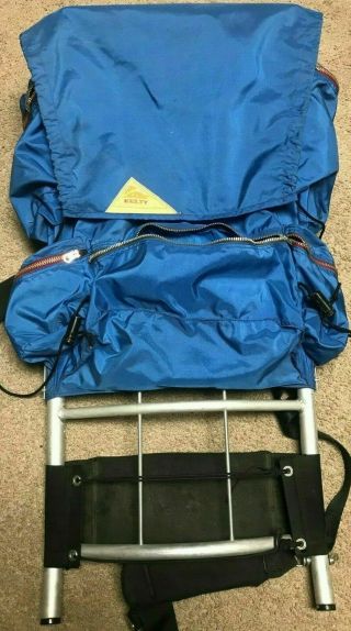 Vintage Kelty Pack External Frame Aluminum Hiking Backpack Blue Large
