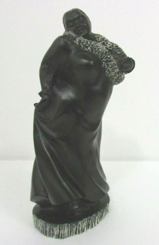 Vtg Tutu Hulu Carved Black Coral Sculpture Frank Schirman Hawaii Tiki Hula Girl