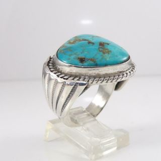 Vtg Native American Sterling Silver Blue Turquoise Ring Size 9 Lfk4