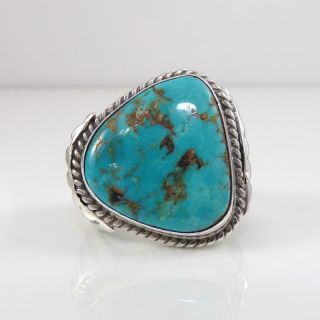 Vtg Native American Sterling Silver Blue Turquoise Ring Size 9 LFK4 2