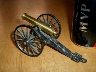 American Civil War Style,  Brass Metal Cannon & Metal Carriage Toy,  1970 