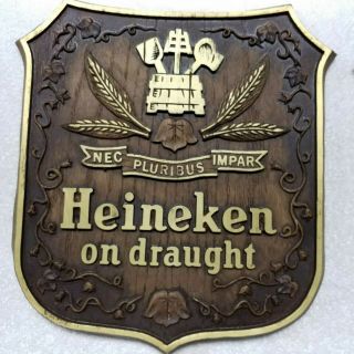 2 Vintage Imported Holland Heineken on Draught Beer Sign - Bar Tavern Shield 2