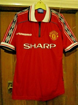 Retro Vintage Manchester United Football Shirt,  Umbro,  Red Home,  Medium,  Sharp