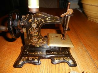 Vintage German Made Toy Sewing Machine Hand Crank Extra Fancy
