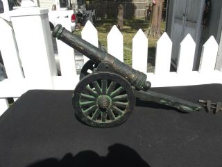 Vintage Large Heavy Cast Iron Cannon,  15 " Long,  Unmarked,  Very Good Shape