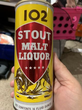 16oz 102 Stout Malt Liquor Straight Steel Pull Tab Beer Can 160 - 22 General Brg