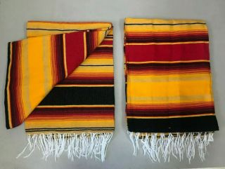 TWO PIECE SARAPE SET,  5 ' X 7 ',  Mexican Blanket,  HOT ROD,  Covers,  XXL,  YELLOW - RED 2