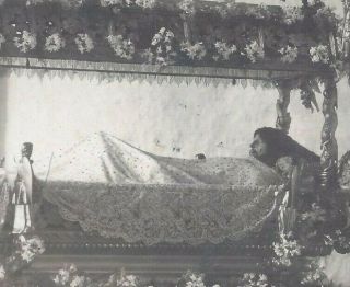 1910s Rp Postcard Postmortem Dead Man Lying In State In Lavish Coffin?
