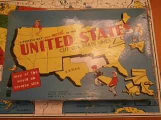 Milton Bradley 1940 Dissected Map On Wood Of The United States No.  4264