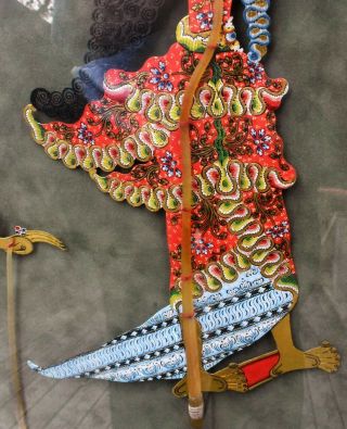 Vintage Indonesian Shadow Puppet Golden Queen Jambavati Wife of Krishna - Framed 3