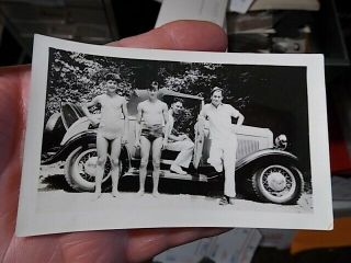 Vint Snapshot Photo,  Handsome Young Men W 2 Seater Roadster,  Gay Int