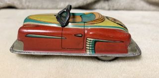 Vintage Japan Tin Litho Friction Cowboy Car,  Japan Tin Toy 4” 1953