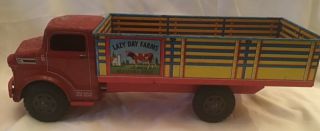 Vintage Marx/lumar Lazy Day Farms Stake - Bed 6 Truck,  Transporter Tin - Litho