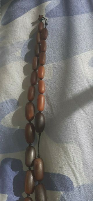 Vintage Carved Carnelian Bead Long Graduated Necklace