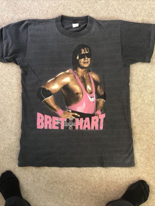 Vintage 1992 Bret Hitman Hart Wwf European Rampage Tour T Shirt Wwe Wrestling