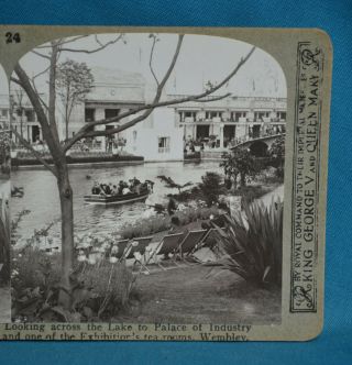 Scarce 1924 Stereoview Photo British Empire Exhibition Wembley View Across Lake