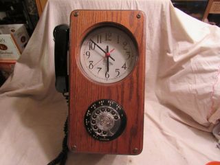 Vintage Wood Wall Phone With Clock Plus Hiding Place Mamma Get Your Gun