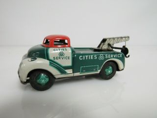 Vintage Linemar Japan Cities Service Tin Gas Station Tow Truck Sb292