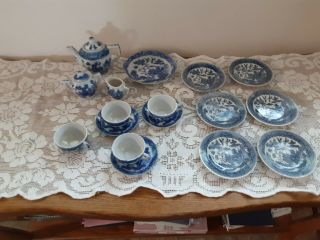 Blue Willow Porcelain Dishes Child 