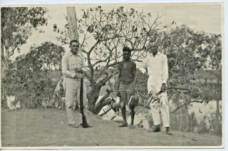 1934 20.  6 Cm B/w Photo White Hunters Duck Shooting Aboriginal Retriever N.  T L12