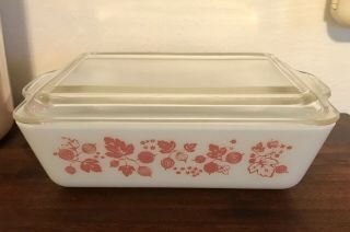 Vtg Pyrex Pink Gooseberry 503 Casserole Refrigerator Dish & Lid 1 1/2 Quart Guc