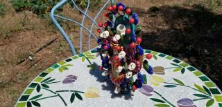 Vintage Mexican Pottery Folk Art Tree of Life Day of the Dead Candle Holder 2