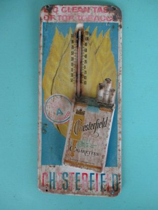 Vintage Chesterfield Cigarettes Advertising Thermometer Estate Find - Embossed