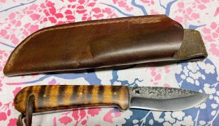 Pre - Owned Custom Handmade Camp/belt Knife - Tiger Maple Handle