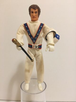Vintage 1972 Ideal Evel Knievel W/helmet All Action Figure W/cane