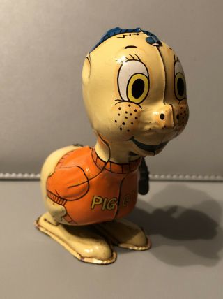 " Piggy " Vintage Wind Up Tin Toy By Marx Japan Bright Bold Colors Piggy