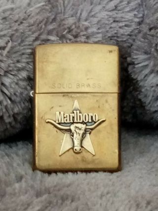 Marlboro Bull Zippo Solid Brass Vintage Fully