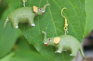 Alebrije Elephant Earrings Detailed By Ana Xuana Handmade Oaxaca Mexico Folk Art