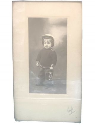 C1900 Photo Of Young Boy W Small Railroad Lantern Kough Studio Uniontown Pa (fp)