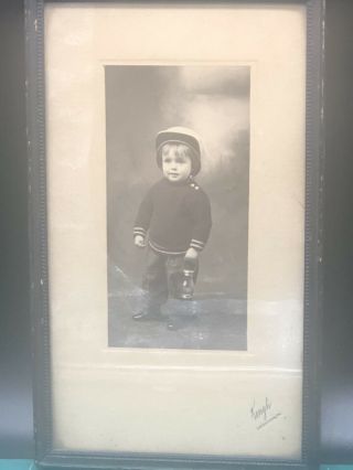 C1900 Photo of Young Boy W Small Railroad Lantern Kough Studio Uniontown Pa (FP) 2