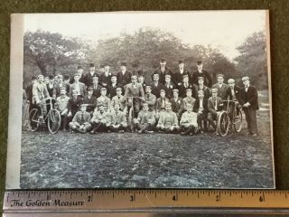 1890s era Cabinet Card Photo of A Large Outdoor Bicycling Party 3