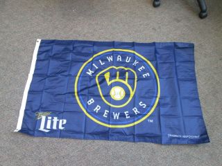 Milwaukee Brewers Miller Lite Beer Flag Banner 30x48 Promotional