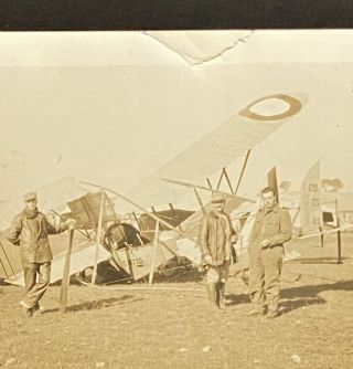 Snapshot World War 1 Crashed biplane (2 3/4” by 4 1/2”) 3